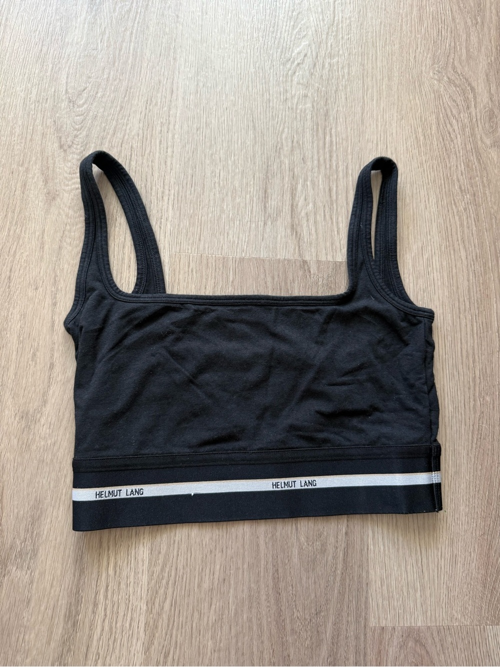 Helmut Lang Black Tank with White Logo Band